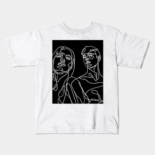 Line Drawing of Lovers Kids T-Shirt